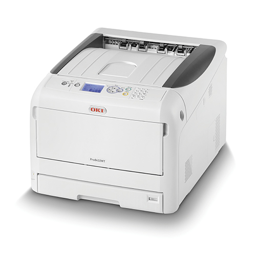 Imprimante OKI 8432WT avec encre blanche pour les applications de transfert textile, objet publicitaires etc...